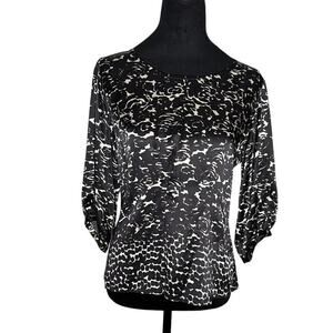 ISDA & Co Silk Black White Floral Blouse M Quiet Luxury
